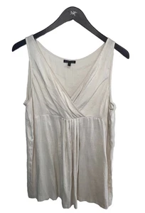 Camiseta sin mangas Eileen Fisher 100 % seda marfil brillo metálico talla XL cremallera lateral - Imagen 1 de 10