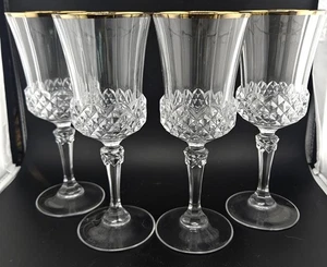 Vintage vier (4) Cristal d'Arques Gläser Durand Wein Goldrand Bleikristall 7 3/4" Höhe - Bild 1 von 7