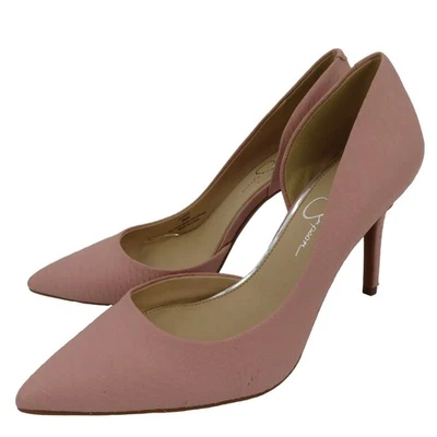 Jessica Simpson 女式 9 Livvy 粉红色人造皮革蛇皮压花高跟鞋 — 第 1/4 张图片