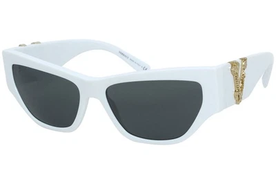 范思哲 VE4383 532787 太阳镜女式白色-金色/灰色镜片猫眼 56 毫米 — 第 1/4 张图片