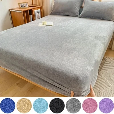 Teddy Sherpa Fleece Fitted Sheet Extra Deep Bed Sheets Cosy Warm Bed Covers King - Image 1 of 4