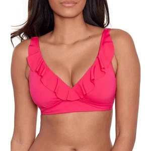 Lauren Ralph Lauren Women Pink Solid Ruffle Underwire Swim Bra Top Size US 6 - Picture 1 of 4