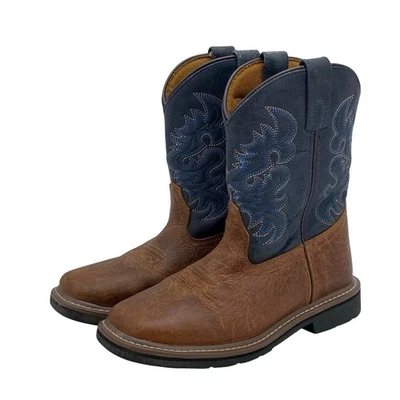 Dan Post Boy's Brantley Rust Brown/Blue Western Boots Size 3D (HF1) - Image 1 of 4