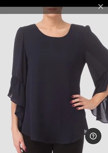 Joseph Ribkoff Damen schwarz 3/4 Rüschen Flatterärmel Bluse Gr. 16 - Bild 1 von 6