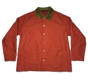 Houston White Denim Chore Coat Mens Size XL Button Up Barn Field Jacket Orange - Picture 1 of 6
