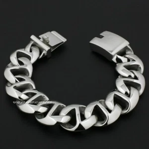 Stainless Steel Huge Heavy Chain Biker Rocker Bracelet Punk Jewelry 5Q008A - Picture 1 of 14