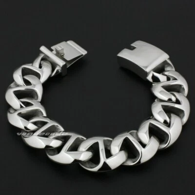 Stainless Steel Huge Heavy Chain Biker Rocker Bracelet Punk Jewelry 5Q008A - Image 1 of 4