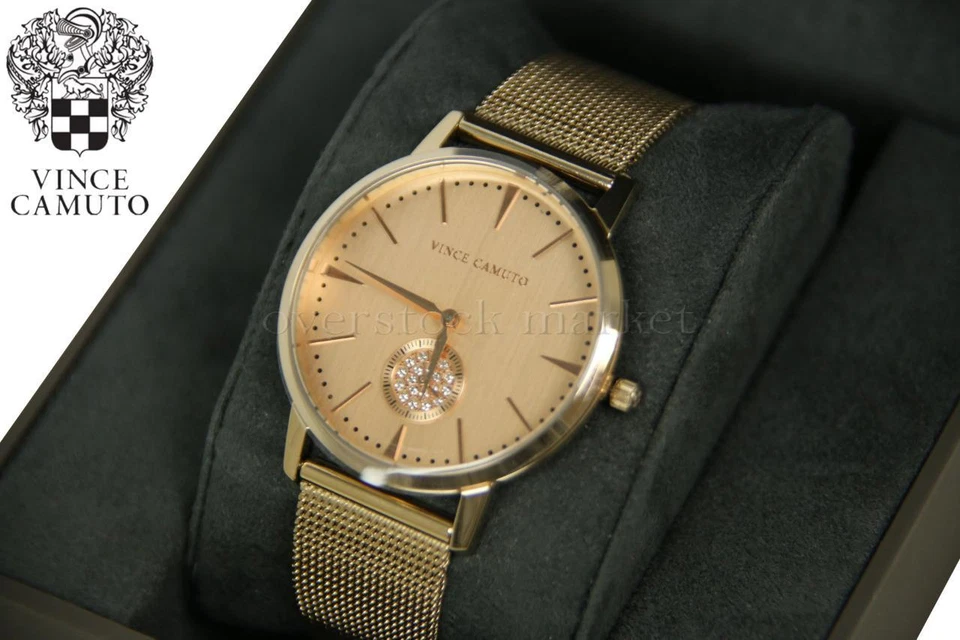 Relógio Vince Camuto feminino pulseira corrente ouro rosa cristal acento VC/5314RGRG - Imagem 1 de 1