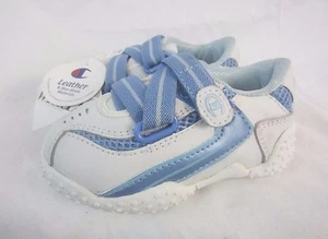 Scarpa sneakers Champion pelle bianco blu bambino ragazzo taglia 4C ampia gancio e passante SS1 - Foto 1 di 7