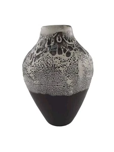 Jarrón de cerámica Fayencen de cardo plateado Fat Lava años 60 70 vintage blanco/marrón ✅ - Imagen 1 de 7