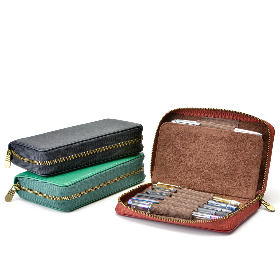 Estuche para bolígrafos de cuero con 10 ranuras, estuche para plumas estilográficas hecho a mano bolsa de exhibición Foto 1 de 4