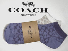 COACH Women's Sock New York OS Purple Mist Chalk SIG C Set 2 Ankle $38 NEW