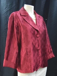 CHICOS shimmer jacket suit Coat Blazer textured pleat sheen wine Chico 1 S M NEW - Picture 1 of 7