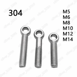 304 Stainless Steel Eye Bolts M5 M6 M8 M10 M12 M14 DIN444 - Picture 1 of 6