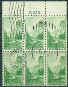USA –1934– YOSEMITE PARK PLATE #21250 BLOCK OF 6– VF° - Bild 1 von 1
