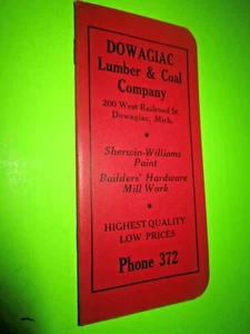 Vintage Dowagic Lumber & Coal Co. Advertising Notebook, 3 Digit Phone Number USA - Picture 1 of 8