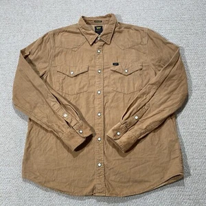 Lee Corduroy Shirt Mens Medium Brown Tan Western Pearl Snap Ranch - Picture 1 of 11