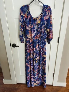 H&M Floral Paisley Maxi Dress Womens Size 12 Long Cottagecore Boho Beachy Party - Picture 1 of 13