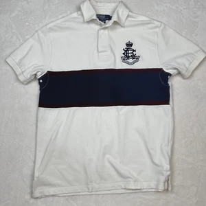 POLO RALPH LAUREN Poloshirt Herren Medium Weiß Gestreift Kurzarm Wappen Logo - Bild 1 von 18