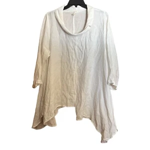 Chalet Et Ceci Tunic Top Medium Ivory Artsy Cowl Neck Lagenlook Oversized Blouse - Picture 1 of 9