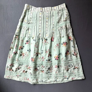 Anthropologie Hemant and Nandita Amour Floral Lace Mint Romantic Skirt Size M - Picture 1 of 14