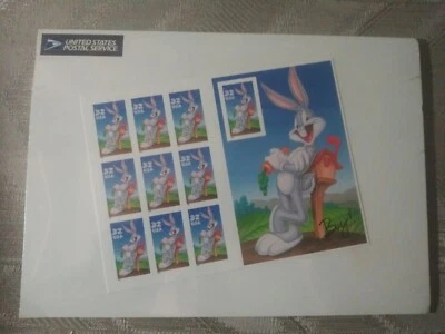 Looney Tunes Bugs Bunny 10 Stamps Postage Sheet 32 Cents 1997 USPS New Sealed... - Image 1 of 4
