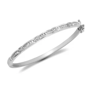 1.00 carat H/SI Round Brilliant Cut Diamond Channel-set Bangle 9ct White Gold - Bild 1 von 6