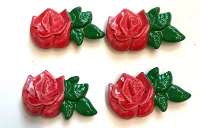 10.17 Vintage set, button covers, roses, 4 pcs - Image 1 of 3