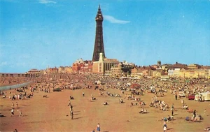Postcard Central Beach and Tower Blackpool Lancashire England - Picture 1 of 2