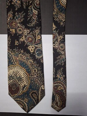 Corbata Preswick & Moore negra roja azul dorada cachemira seda 57" x 3,75" para hombre Foto 1 de 4