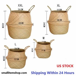 Seagrass Wickerwork Basket Rattan Hanging Flower Pot Dirty Laundry - Picture 1 of 2