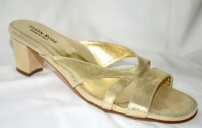 New Vintage Taryn Rose Monica Shimmer Gold Sandals Shoes heels 39.5 9 wedding - Image 1 of 3
