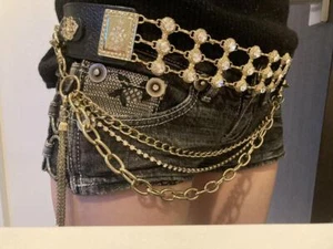 DIA d.i.a. Chain Belt Color Black Gold Women's Fashion Accessories Gal Used - Picture 1 of 7