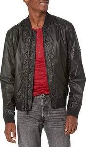 $ 398 NEU John Varvatos beschichtete Twill Zickzack Bomberjacke in Schwarz Größe Medium  - Bild 1 von 12