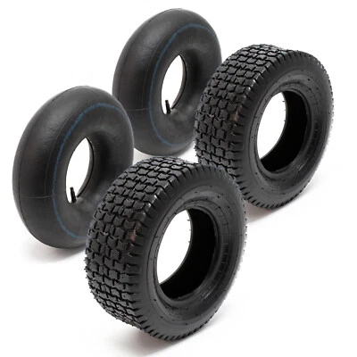 2xReifenmantel 2xSchlauch 15x6.00-6 4pr Ventil gerade Aufsitzmäher Rasentraktor - Bild 1 von 2