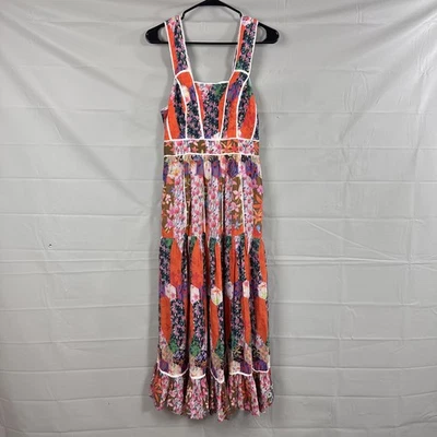 Anthropologie Dress 2P Bhanuni by Jyoti Square Neck Maxi Floral Patchwork Boho - Image 1 of 4