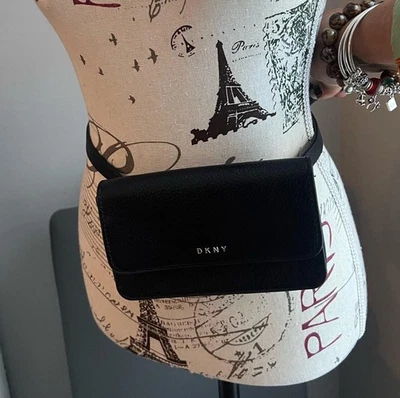 DKNY Pebbled Leather Adjustable Belt Fanny Pack Black Bag - Image 1 of 4