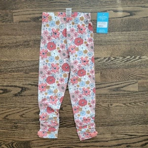 NWT RuffleButts Girls Size 5 Peace Love and Wildflowers Ruched Bow Leggings - Picture 1 of 3