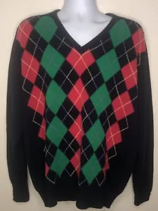 Johnstons Of Elgin Lambswool Size 46 Scotland Navy Argyle Golf Sweater - Picture 1 of 9