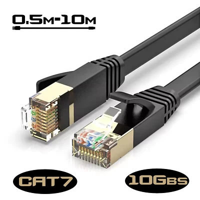 Cavo Internet rete Internet cavo piatto Cat 7 RJ46 Gigabit DSL cavo Wi-Fi NUOVO - Immagine 1 di 4