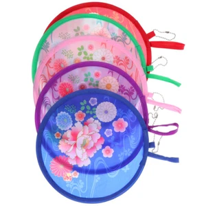 5 Pcs Small Round Fan Travel Collapsible Hand Decorative Folding Fans Flower - Picture 1 of 12