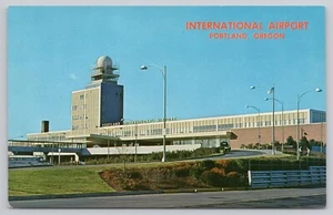 Portland International Airport Oregon Control Tower View Chrome Postcard - Imagen 1 de 2