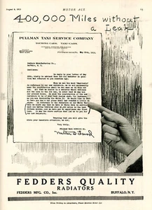 1915 Original Fedders Radiators Ad. Buffalo. 400k Miles-No Leaks! Pgh PA Taxis - Picture 1 of 1