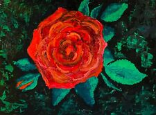 Pink Rose Oil Painting Floral Original Artwork Roses Impasto Painting Rose