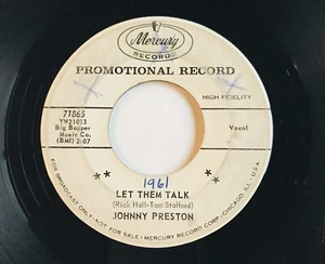 Johnny Preston Let Them Talk She Once Belonged To Me 1960 Promo 45 VG - Picture 1 of 4