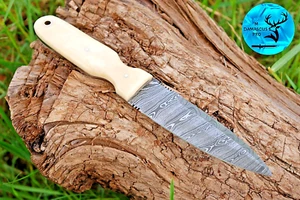 Custom HandMade Forged Damascus Steel Hunting DAGGER KNIFE /Leather Sheath 975 - Picture 1 of 5