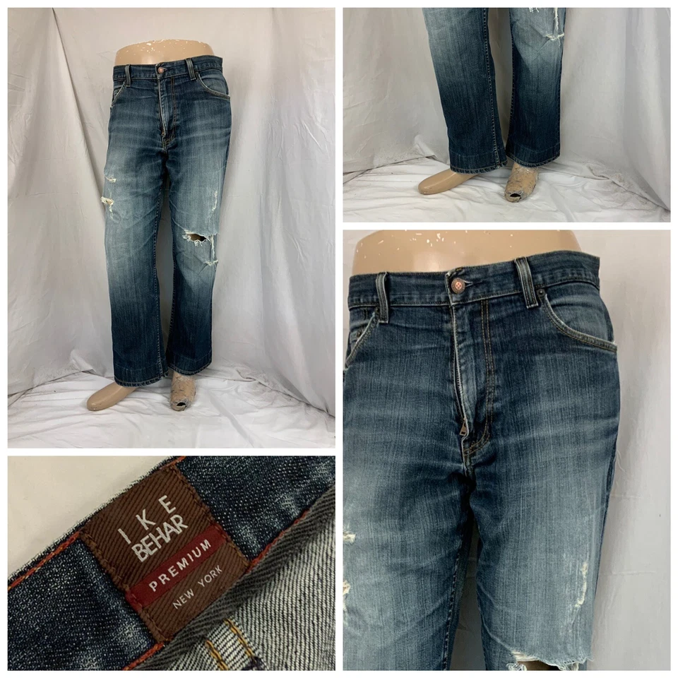 Jeans Ike Behar 34x30 Premium Algodón Envejecido Elástico EE. UU. YGI S1-274 Foto 1 de 4