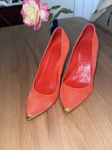 Alexander McQueen Orange Suede Pointed Toe Pumps Size 36 - Picture 1 of 11