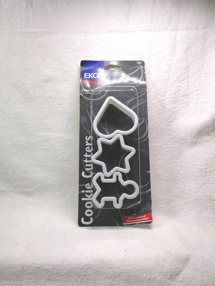 Ekco 1999 3pc Cookie Cutter Set Star Gingerbread Man Heart Vintage Y2K Plastic - Image 1 of 4