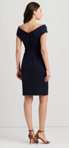 Ralph Lauren Midi schulterfreies marineblaues Kleid Größe 8 Einzelhandel 175 $ - Bild 1 von 4